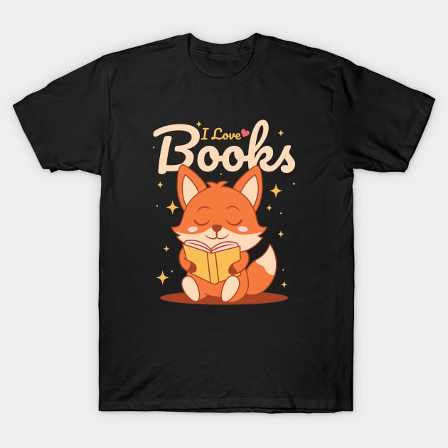 Book Lover Fox T-Shirt by JS Arts